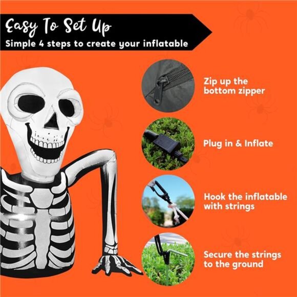 Joiedomi 5.5 FT‎ Long Halloween Inflatables Outdoor Decorations, Skeleton - Picture 6 of 8